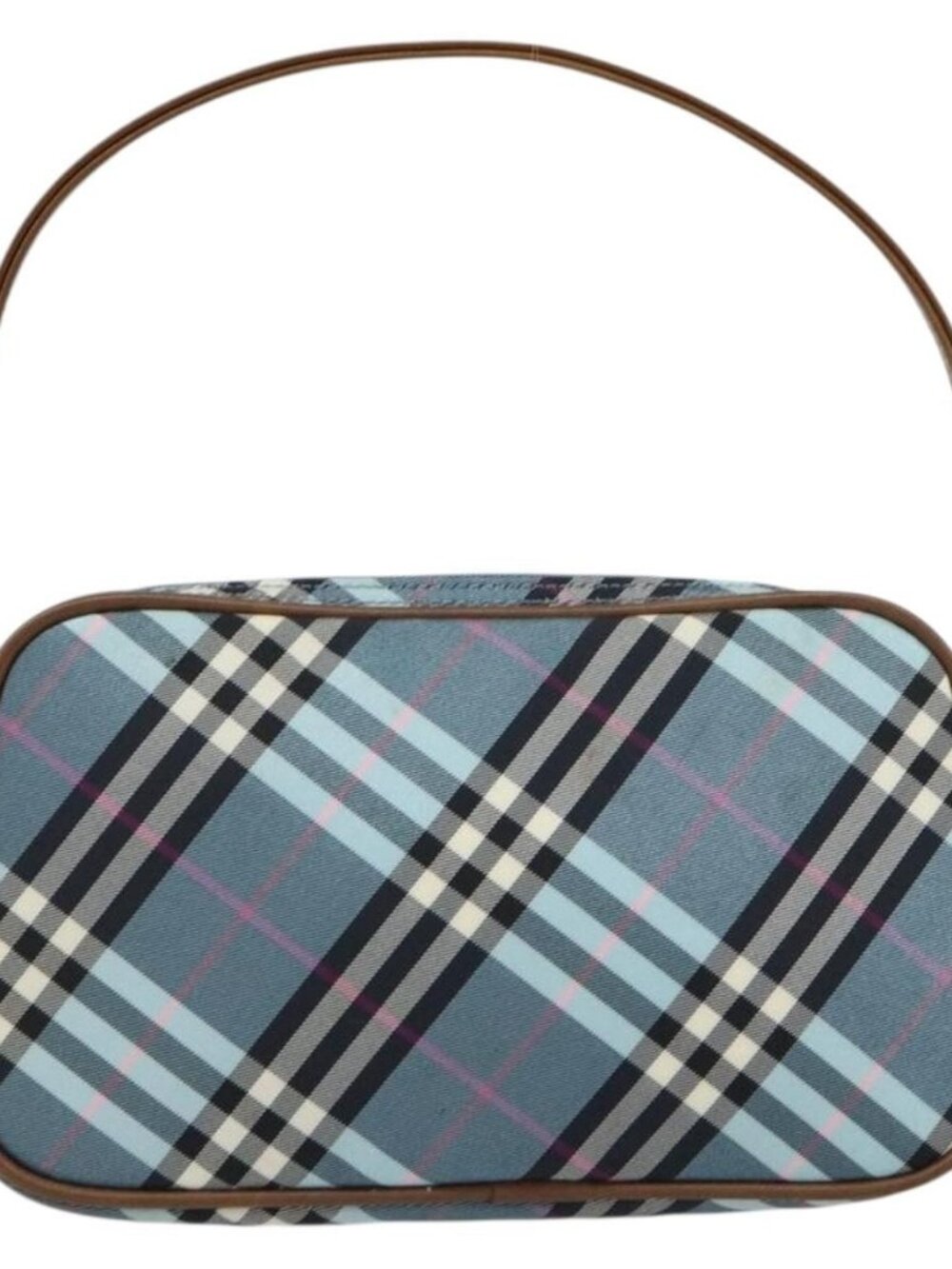 BURBERRY Nova Check Blue Label Pouch Nylon Leather Blue Silver Auth 158829 - Picture 3 of 16